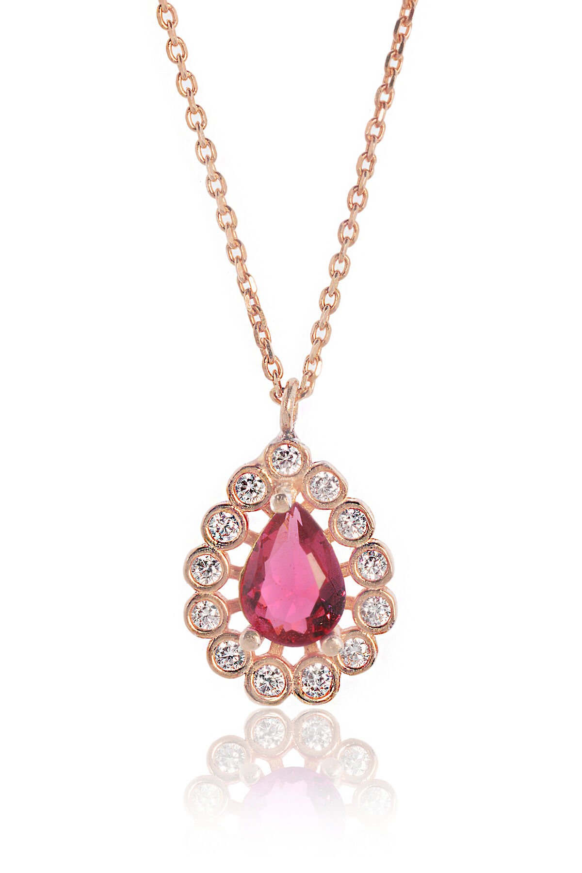 Yakutlu Damla Kolye - Rose