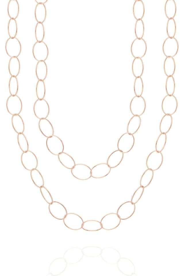 Büyük Oval Zincir Kolye  - Sarı