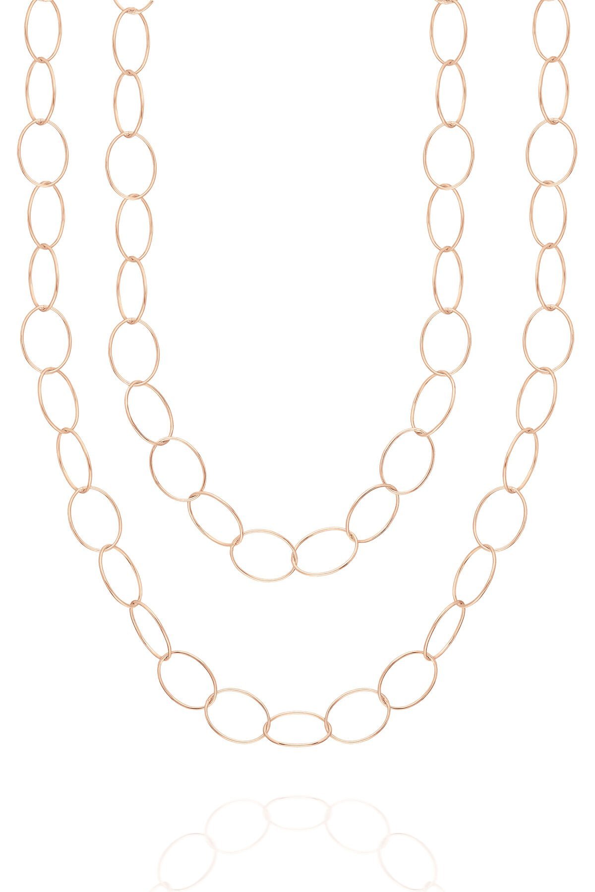 Büyük Oval Zincir Kolye  - Rose