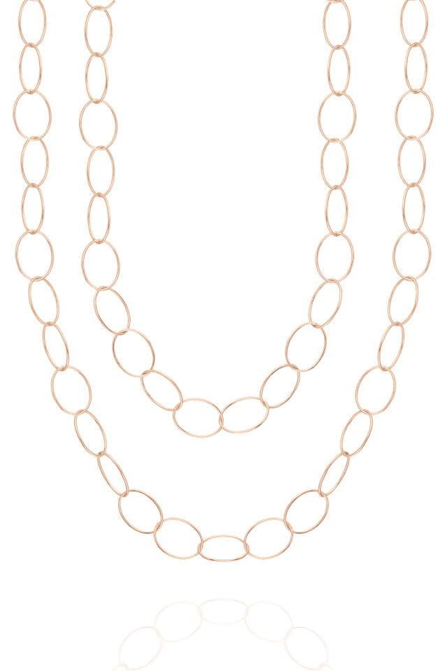 Büyük Oval Zincir Kolye  - Rose