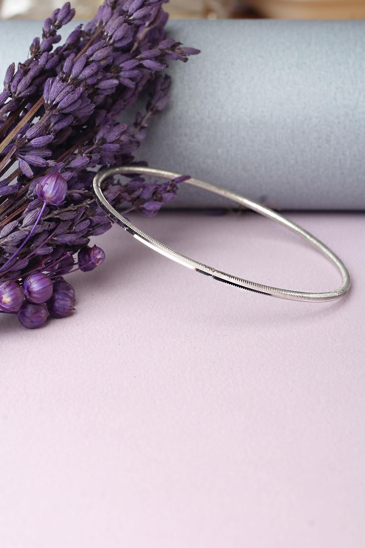 Ajda Bilezik Kibrit Çöpü Halka 925 Ayar Gümüş Bilezik