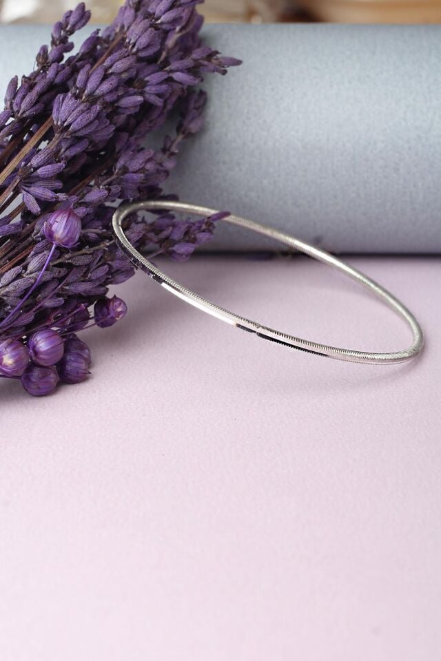 Ajda Bilezik Kibrit Çöpü Halka 925 Ayar Gümüş Bilezik