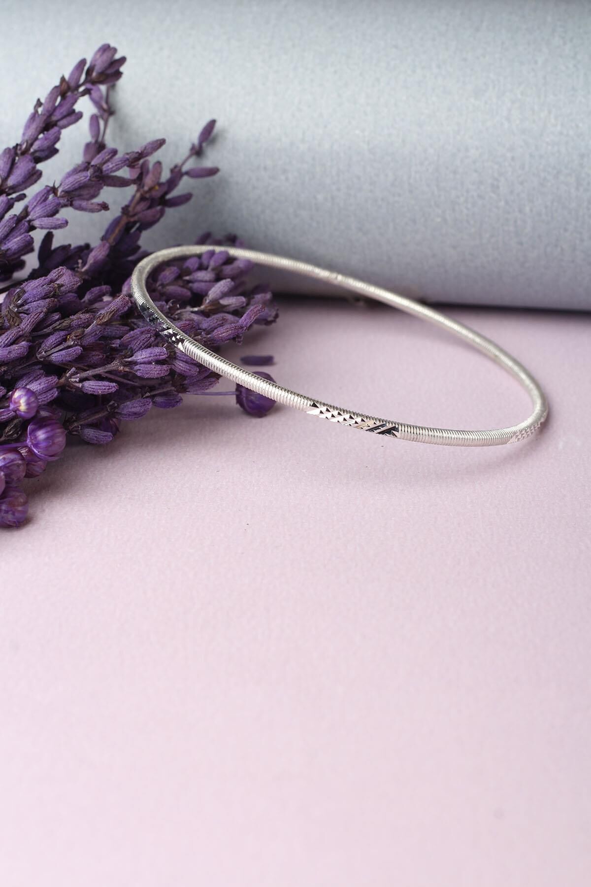 Ajda Bilezik Kibrit Çöpü Halka 925 Ayar Gümüş Bilezik