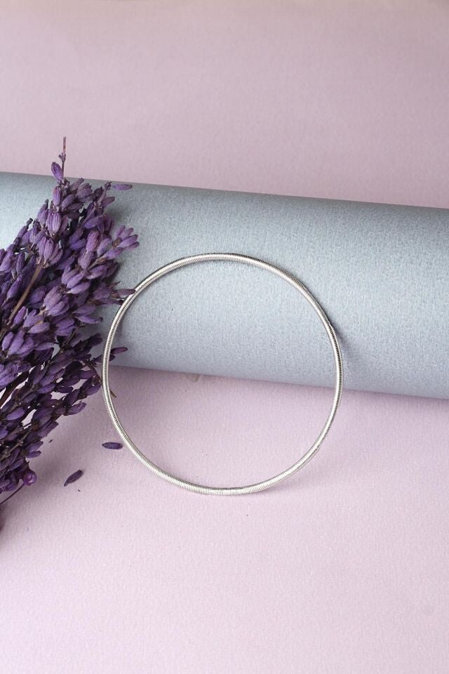 Ajda Bilezik Kibrit Çöpü Halka 925 Ayar Gümüş Bilezik