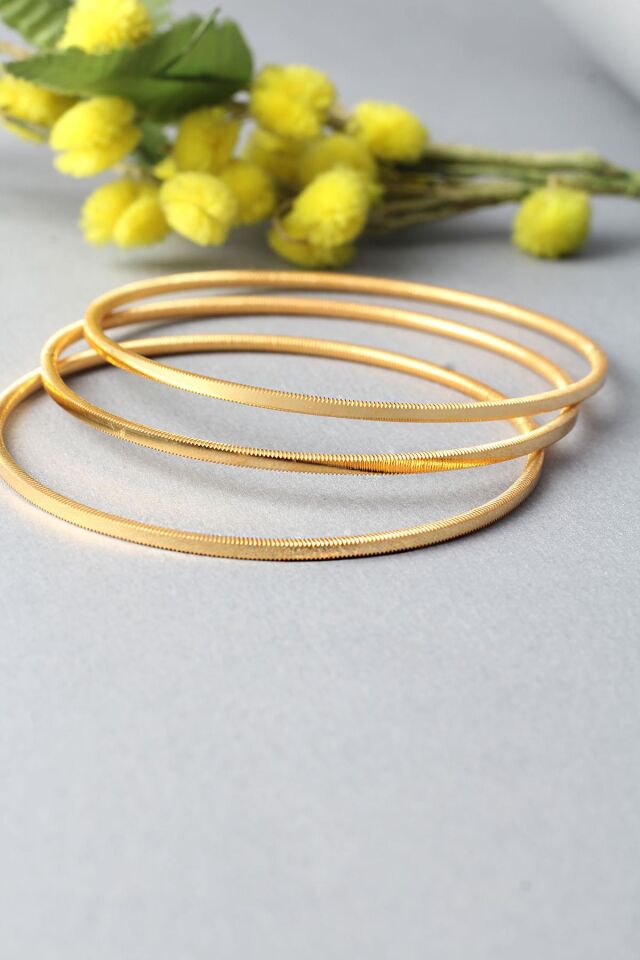 Ajda Bilezik Kibrit Çöpü Halka Renkli 925 Ayar Gümüş 3 'lü Bilezik