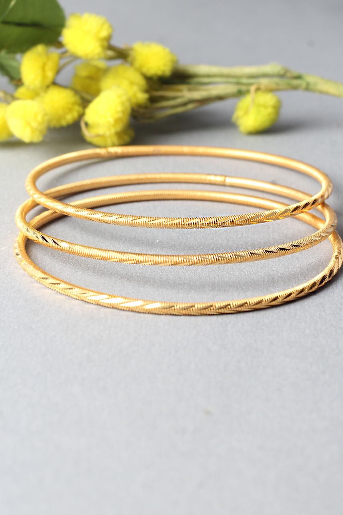 Ajda Bilezik Kibrit Çöpü Halka 925 Ayar Gümüş 3'lü Burma Bilezik