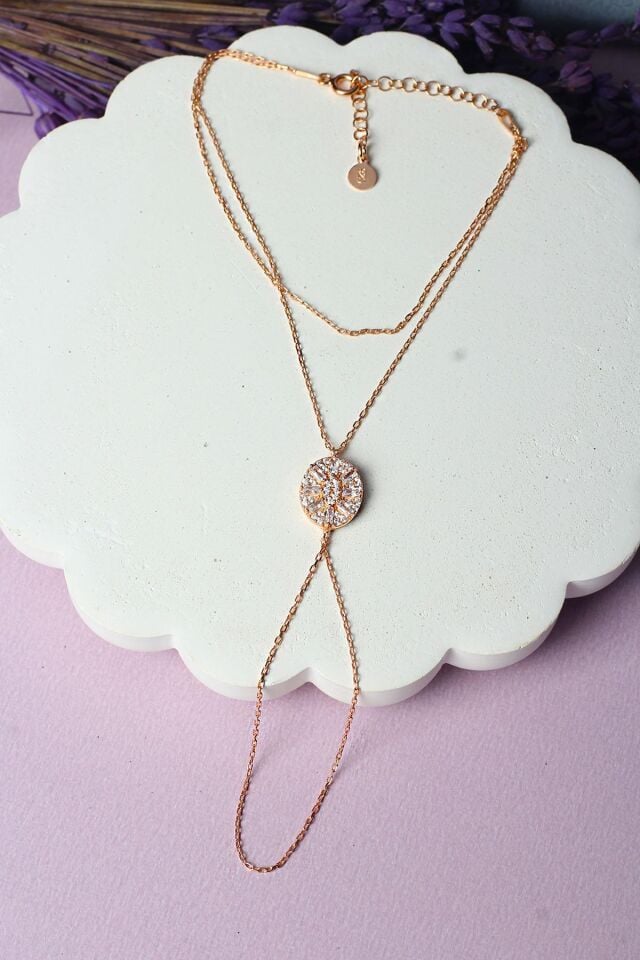 Şahmeran El Zinciri Oval Zirkon Taşlı 925 Ayar Gümüş Şahmeran