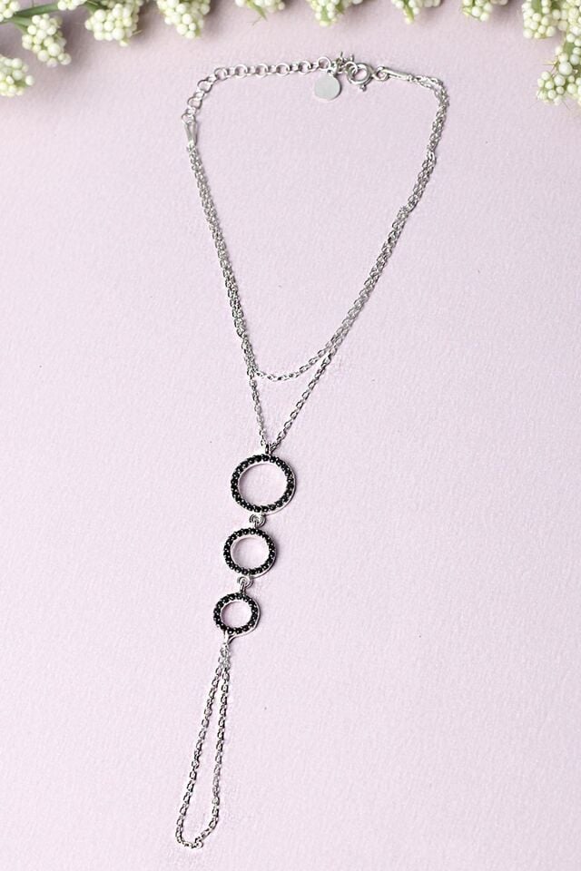 Şahmeran El Zinciri Yuvarlak Zirkon Taşlı 925 Ayar Gümüş Şahmeran