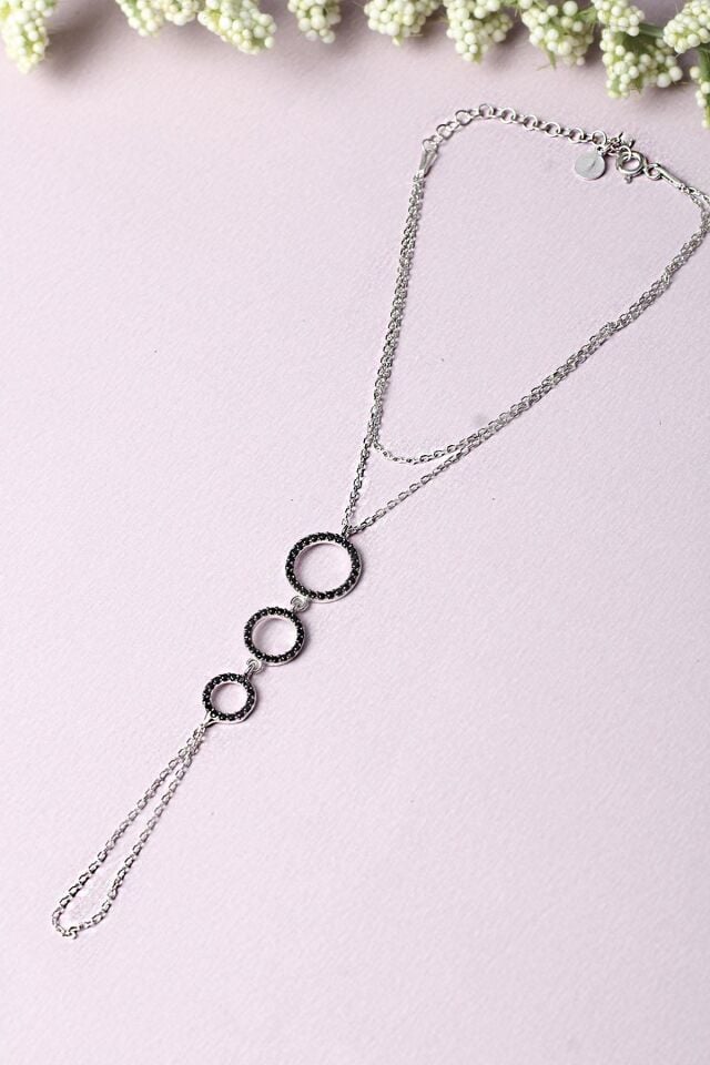 Şahmeran El Zinciri Yuvarlak Zirkon Taşlı 925 Ayar Gümüş Şahmeran