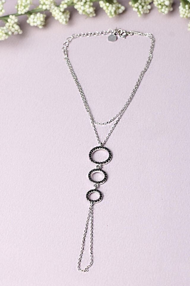 Şahmeran El Zinciri Yuvarlak Zirkon Taşlı 925 Ayar Gümüş Şahmeran