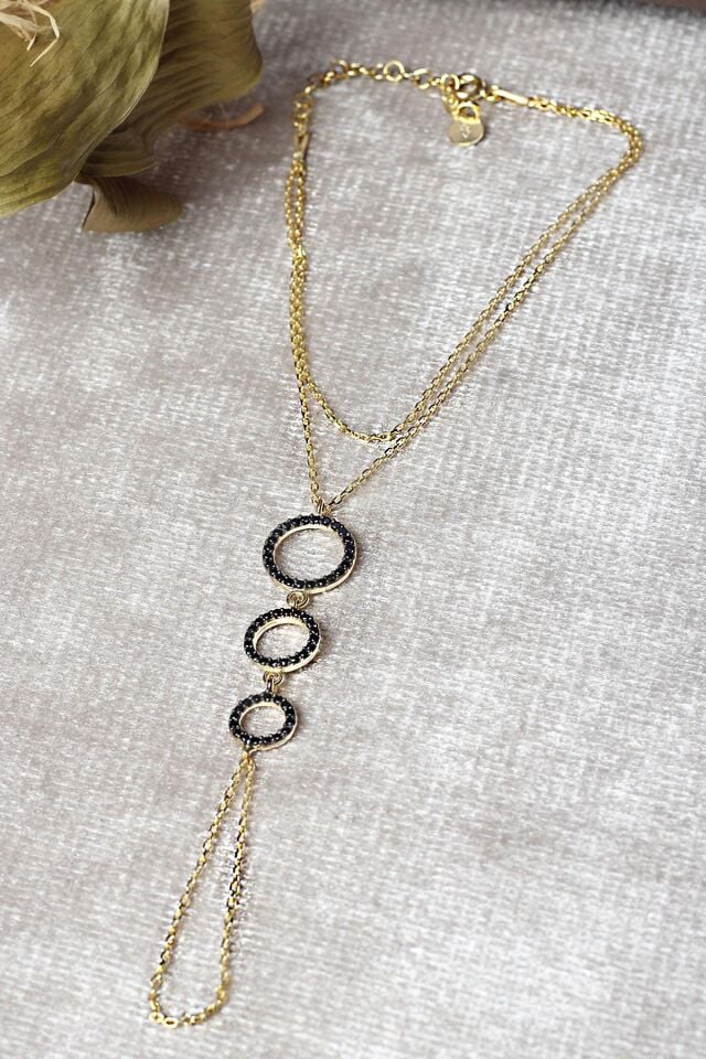 Şahmeran El Zinciri Yuvarlak Zirkon Taşlı 925 Ayar Gümüş Şahmeran