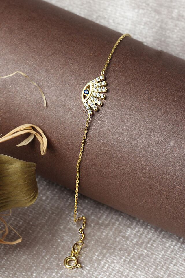 Nazar Boncuk Göz Bileklik Zirkon Taşlı 925 Ayar Gümüş Bileklik