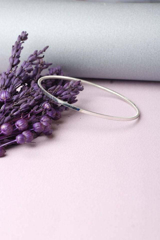 Ajda Bilezik Kibrit Çöpü Halka 925 Ayar Modern Gümüş Bilezik