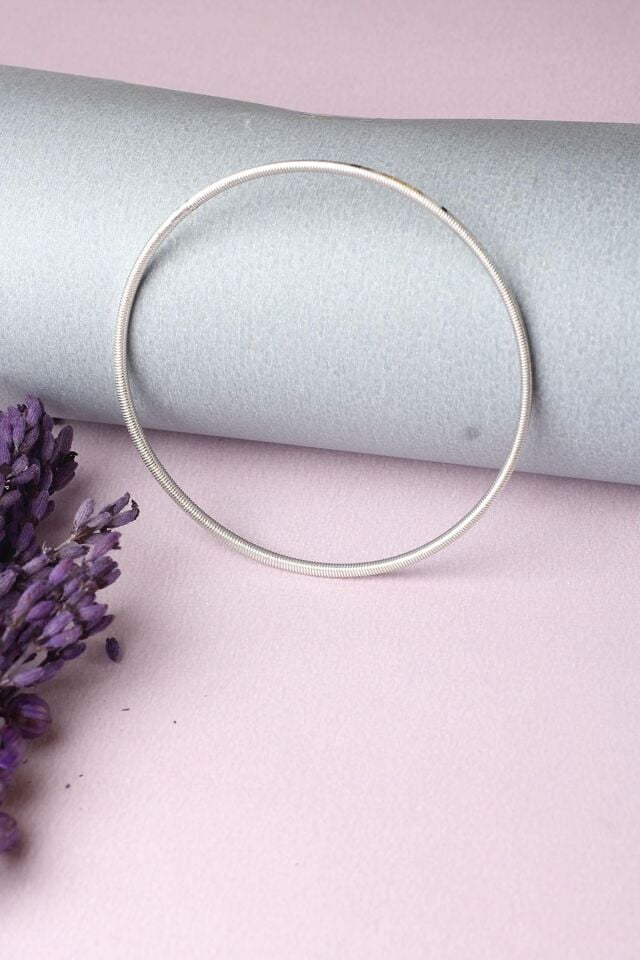 Ajda Bilezik Kibrit Çöpü Halka 925 Ayar Modern Gümüş Bilezik