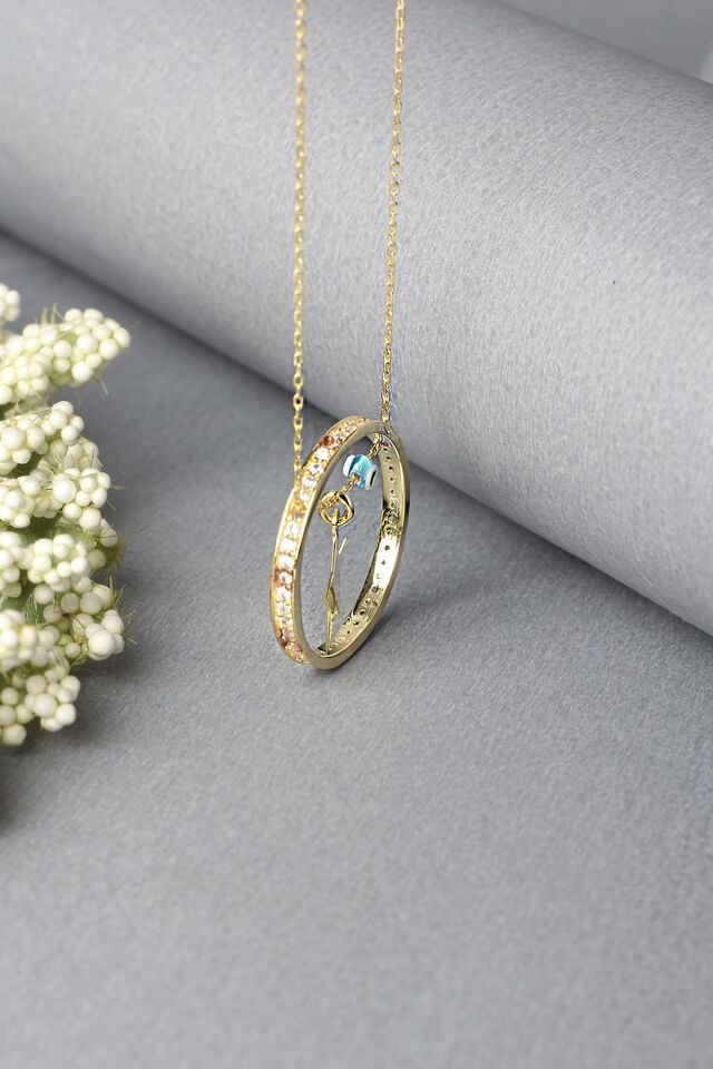 Yıldız Kolye Yuvarlak Zirkon Taşlı 925 Ayar Gümüş Kolye