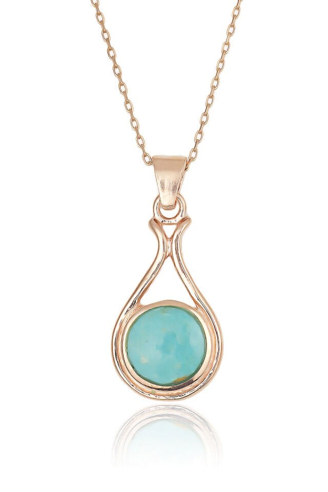 Yuvarlak Firuze Kolye - Rose