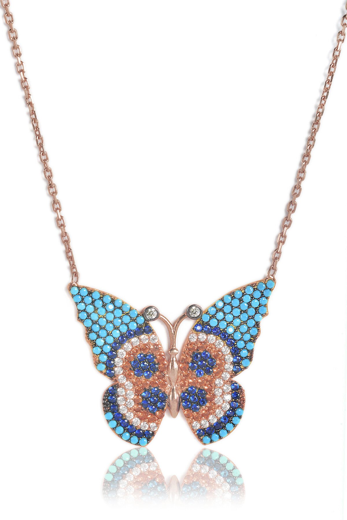 Kelebekli Degrade Kolye - Rose