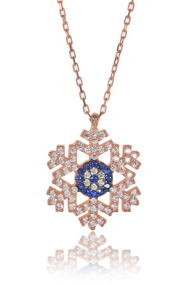 Kar Tanesi Nazar Göz Kolye Kadın 925 Gümüş Zirkon