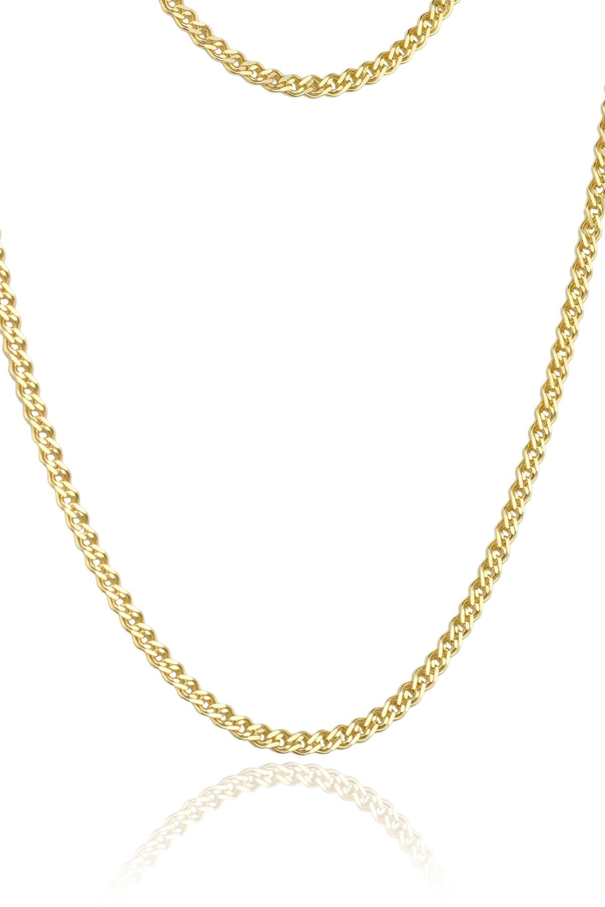 Zincirli Gümüş Kolye - Sarı Altın