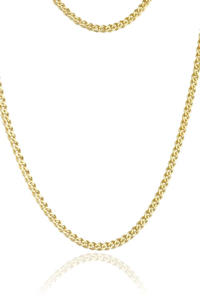 Zincirli Gümüş Kolye - Sarı Altın