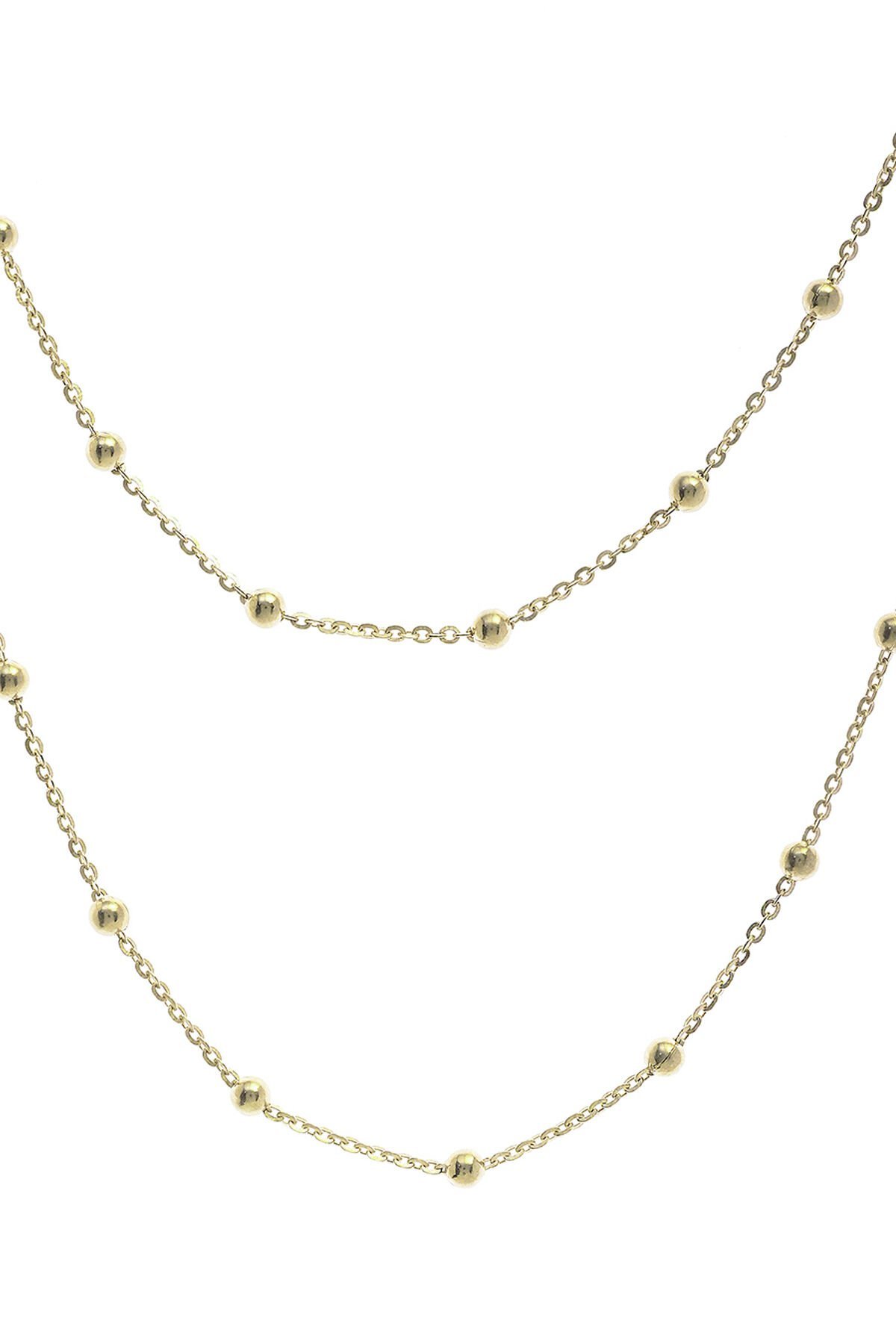 İnce Toplu Kolye - Sarı Altın