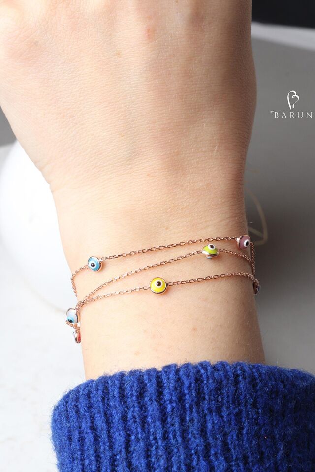 Renkli Nazar Boncuklu Bileklik - Rose