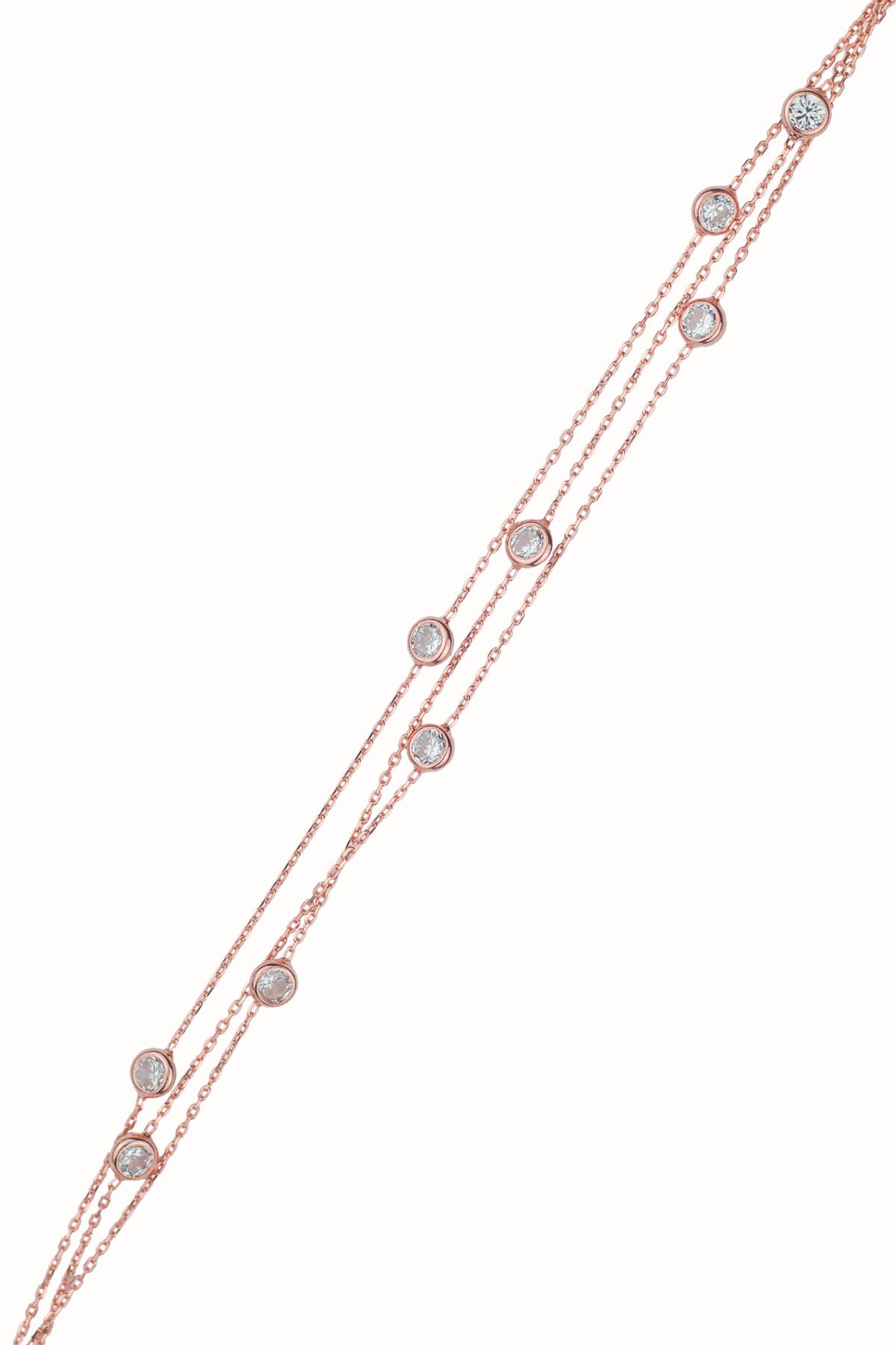 Çoklu Beyaz Taşlı Bileklik - Rose