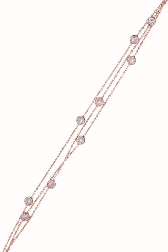 Çoklu Beyaz Taşlı Bileklik - Rose