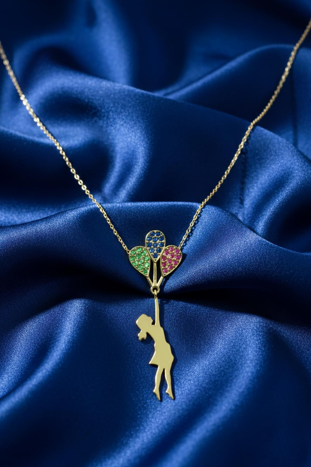 Balon Tutan Kız Kolye 925 Ayar Gümüş