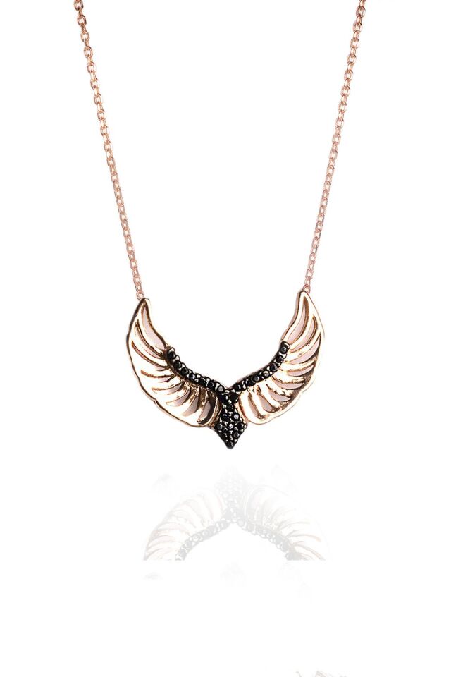 Siyah Melek Kanadı Kolye - Rose