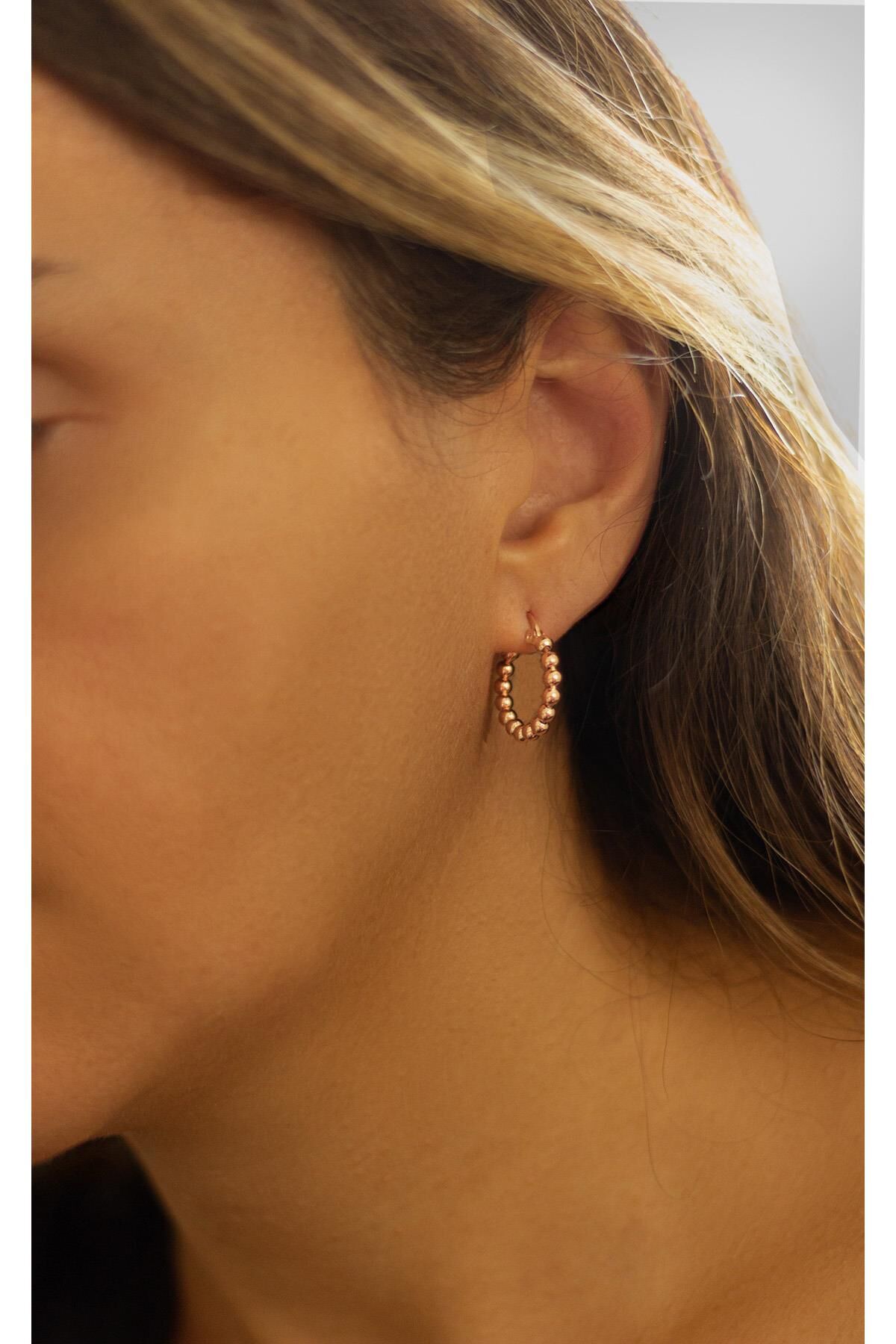 Toplu Halka Küpe - Rose-Gümüş