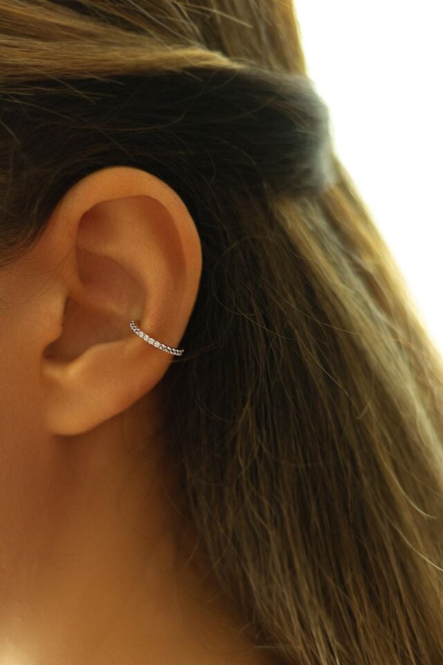 Beyaz Taşlı Halkalı Kıkırdak - Rose