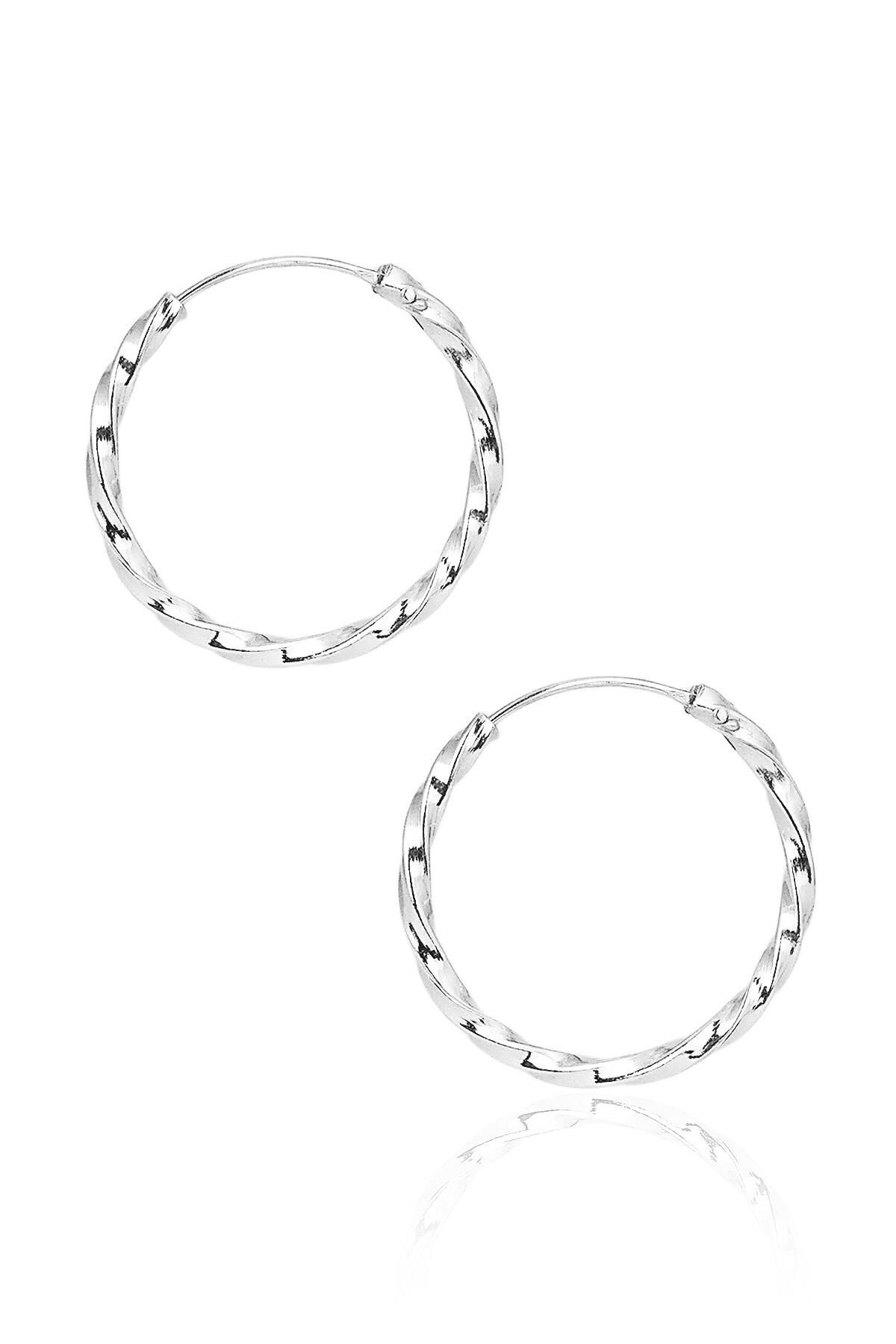 Orta Boy Burma Halka Küpe - Gümüş Rengi