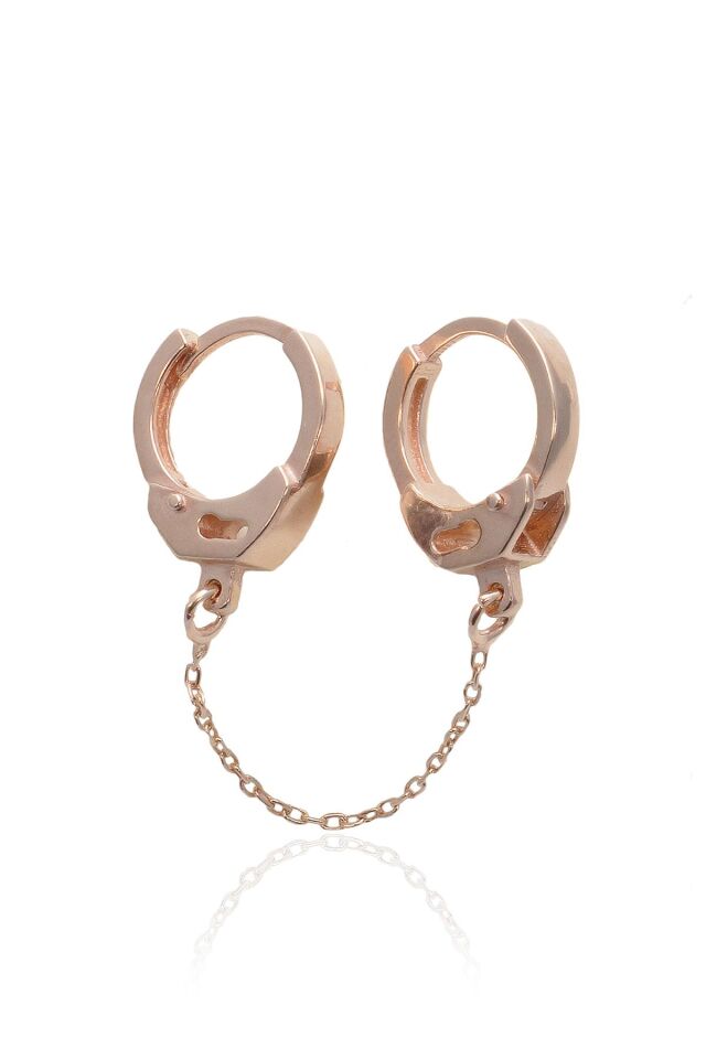 Zincirli Kelepçe Küpe - Rose