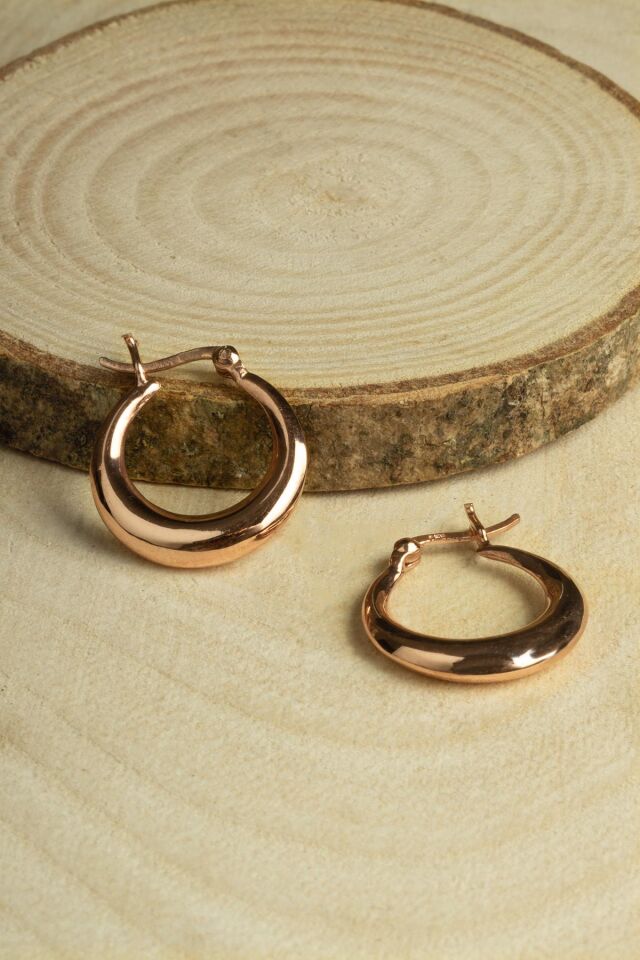 Küçük Oval Halka Küpe - Rose