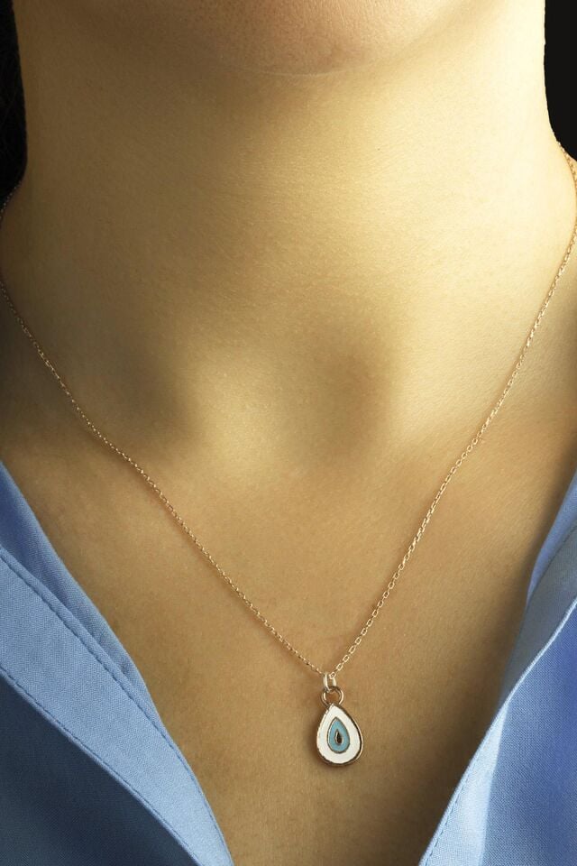 Mineli Damla Göz Kolye - Rose