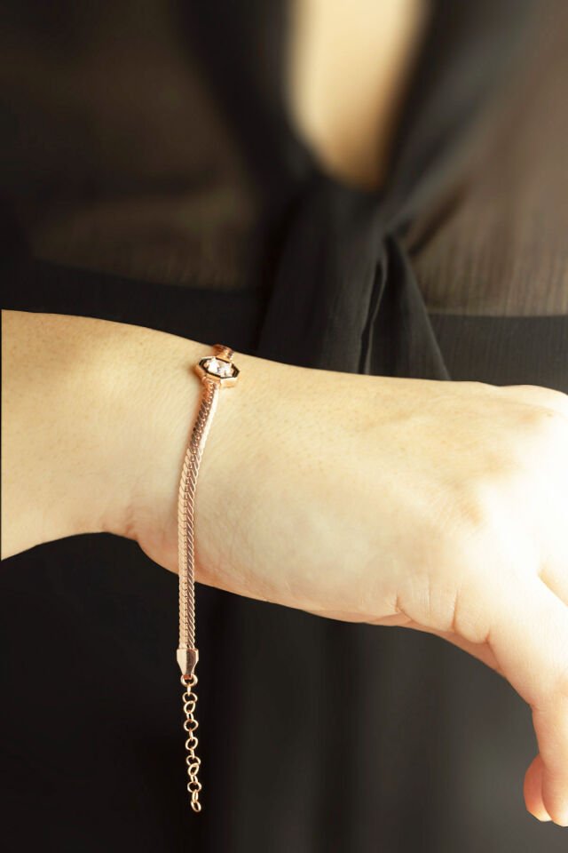 Yassı Bileklik İtalyan Ezme - Rose