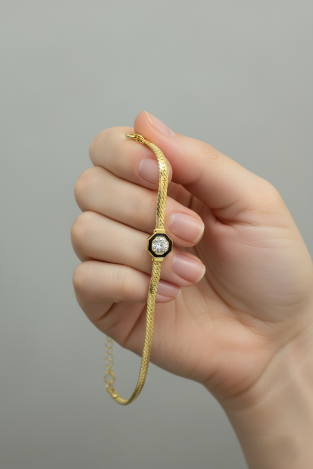 Yassı Bileklik İtalyan Ezme - Rose