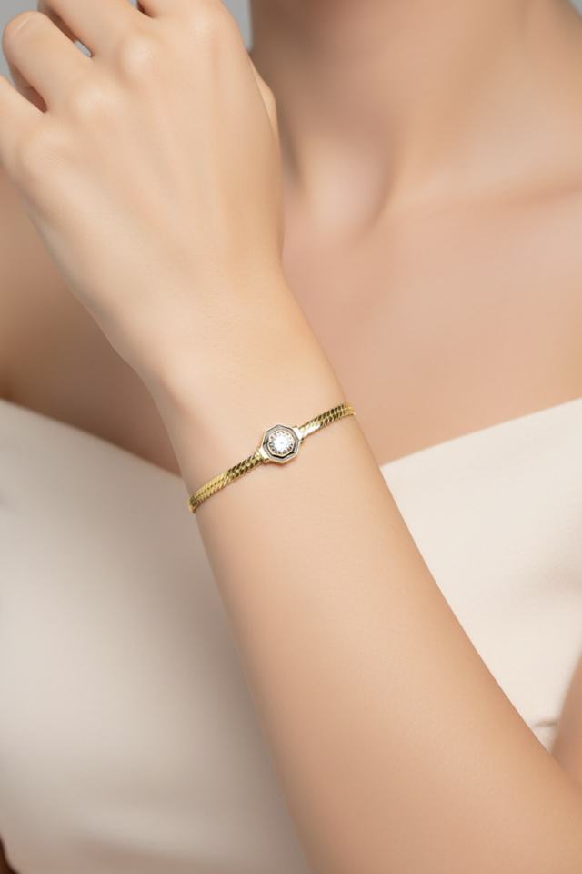 Yassı Bileklik İtalyan Ezme - Rose