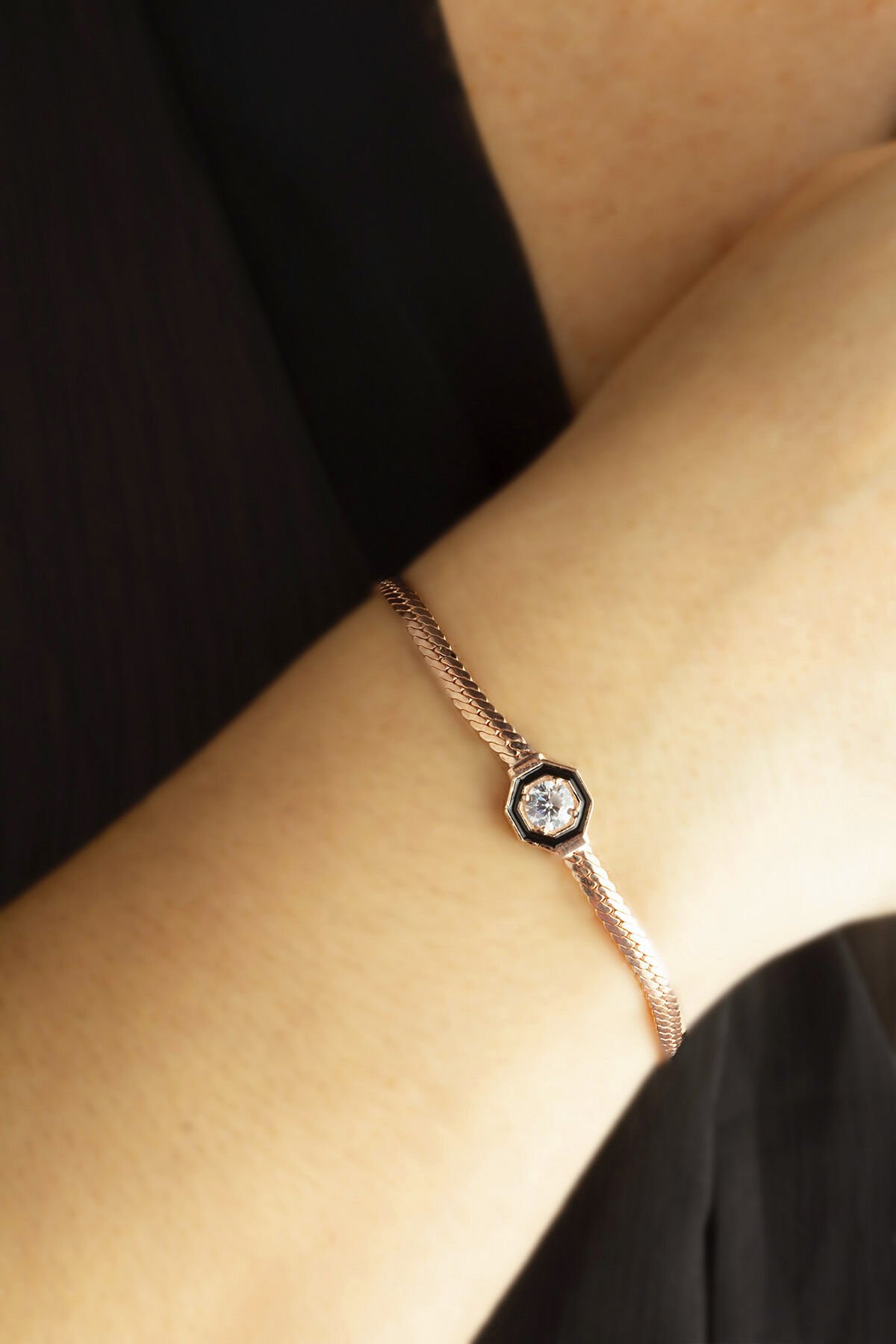 Yassı Bileklik İtalyan Ezme - Rose