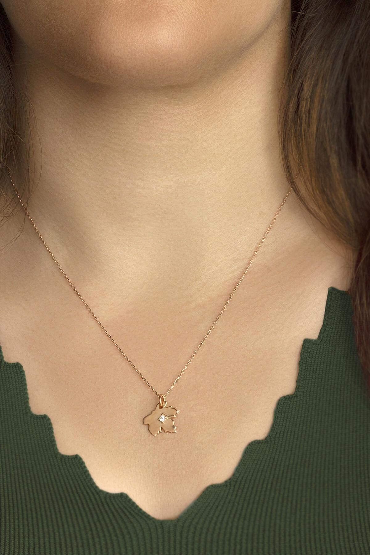 Çınar Yaprağı Kolye -Rose