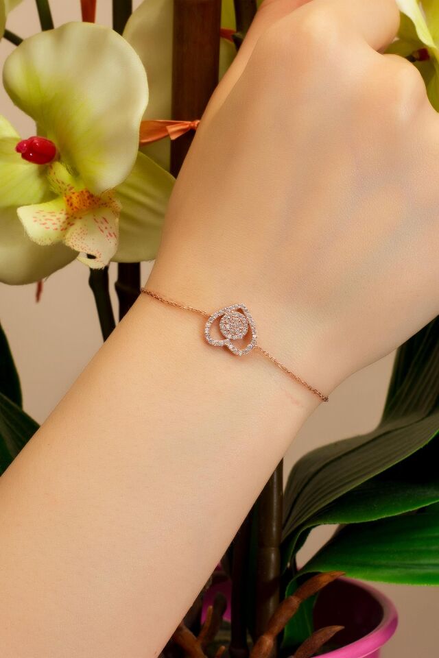 Zirkon Taşlı Gümüş Kalp Bileklik