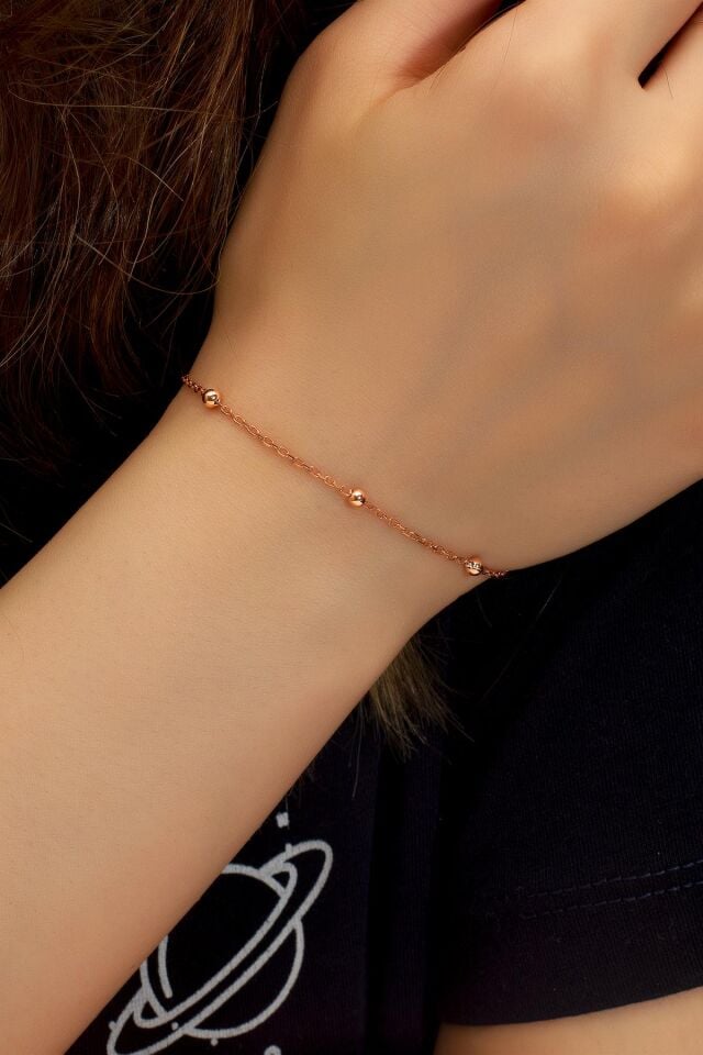 Toplu Gümüş Zincir Bileklik - Rose