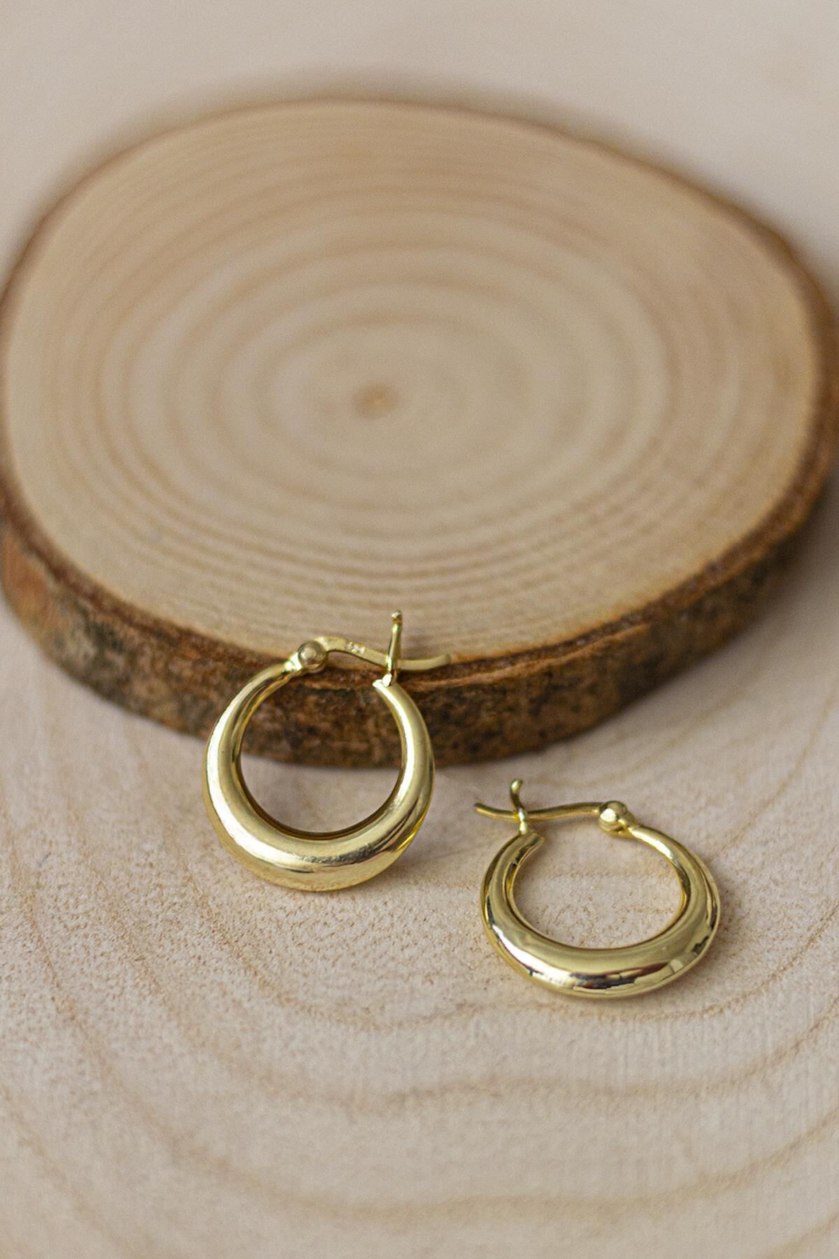 Küçük Oval Halka Küpe - Sarı