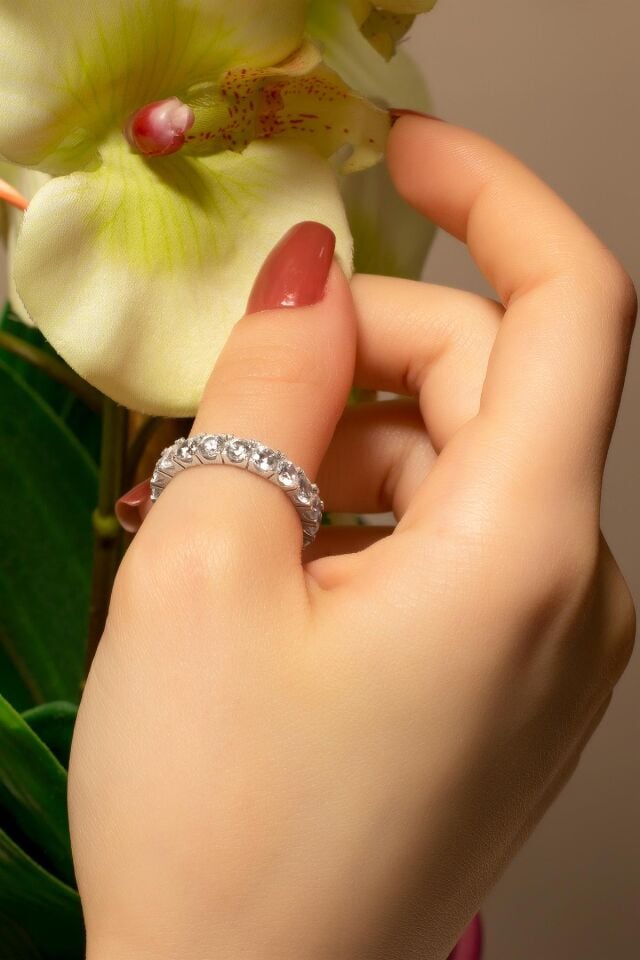 Yuvarlak Taşlı Gümüş Tamtur Yüzük