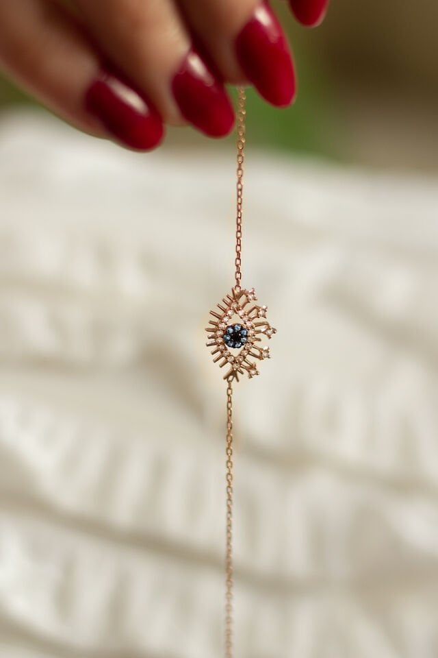 Göz Nazar Gümüş Bileklik - Rose