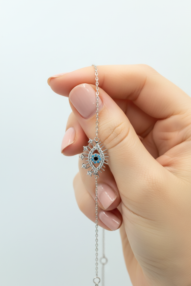 Göz Nazar Gümüş Bileklik - Rose