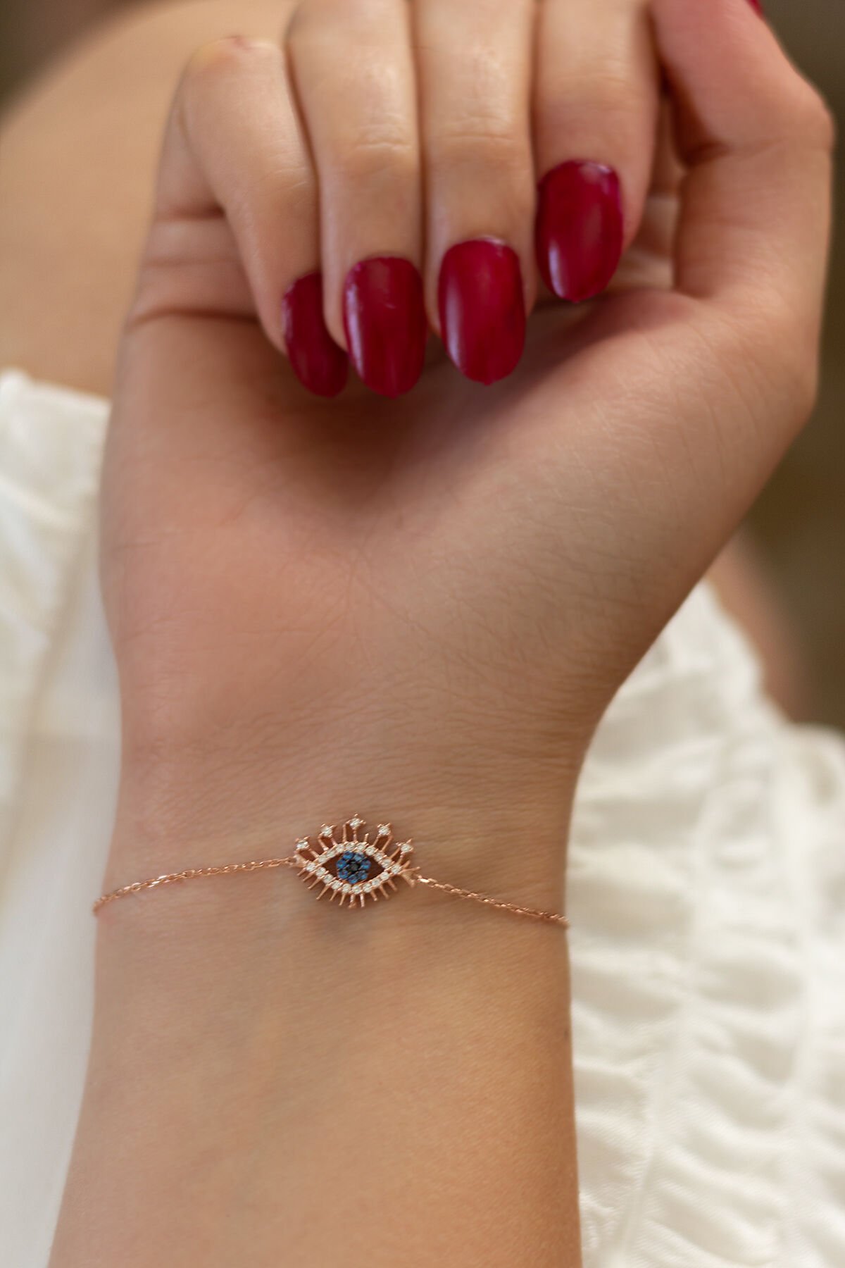 Göz Nazar Gümüş Bileklik - Rose