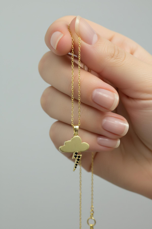 Bulut Kolye Şimşek 925 Ayar Gümüş