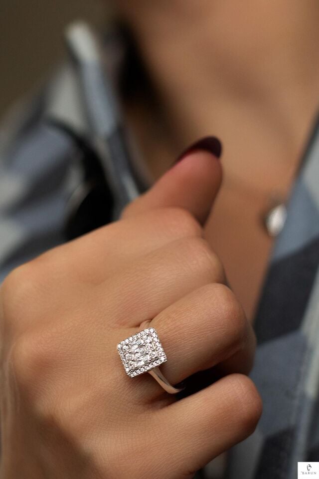 Baget Taşlı  Gümüş Yüzük - Gümüş Rengi